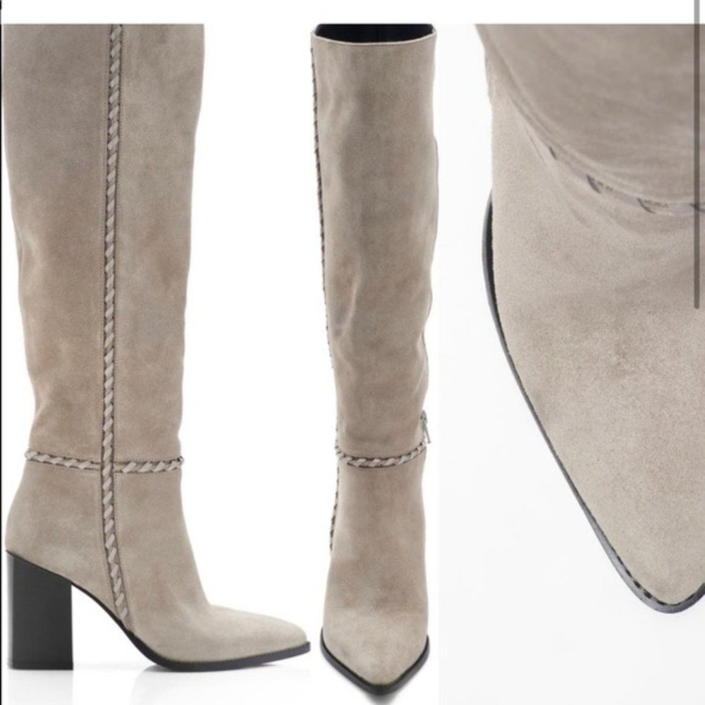 Free People Riley Whipstitch Tall Boot Grey Suede - Picture 3 of 8